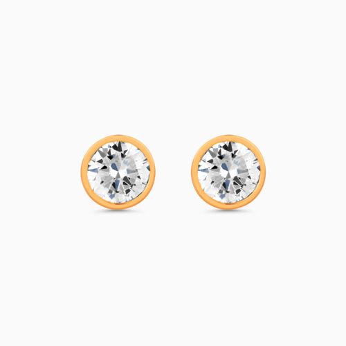 18K rose gold diamond stud earrings bezel set