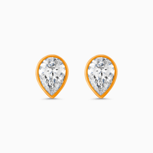 18K Rose Gold Pear Diamond Stud Earrings