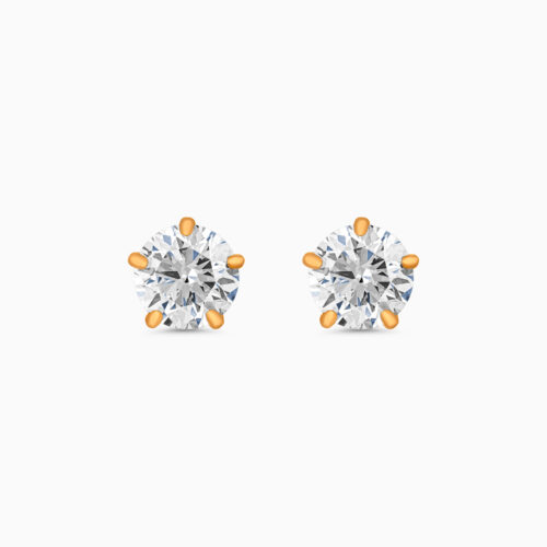 Rose gold round diamond stud earrings, 0.99 carat lab-grown diamonds