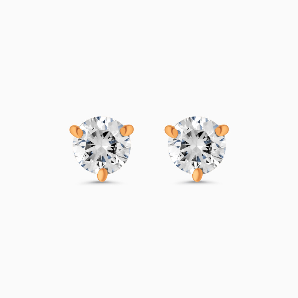 18K rose gold diamond stud earrings