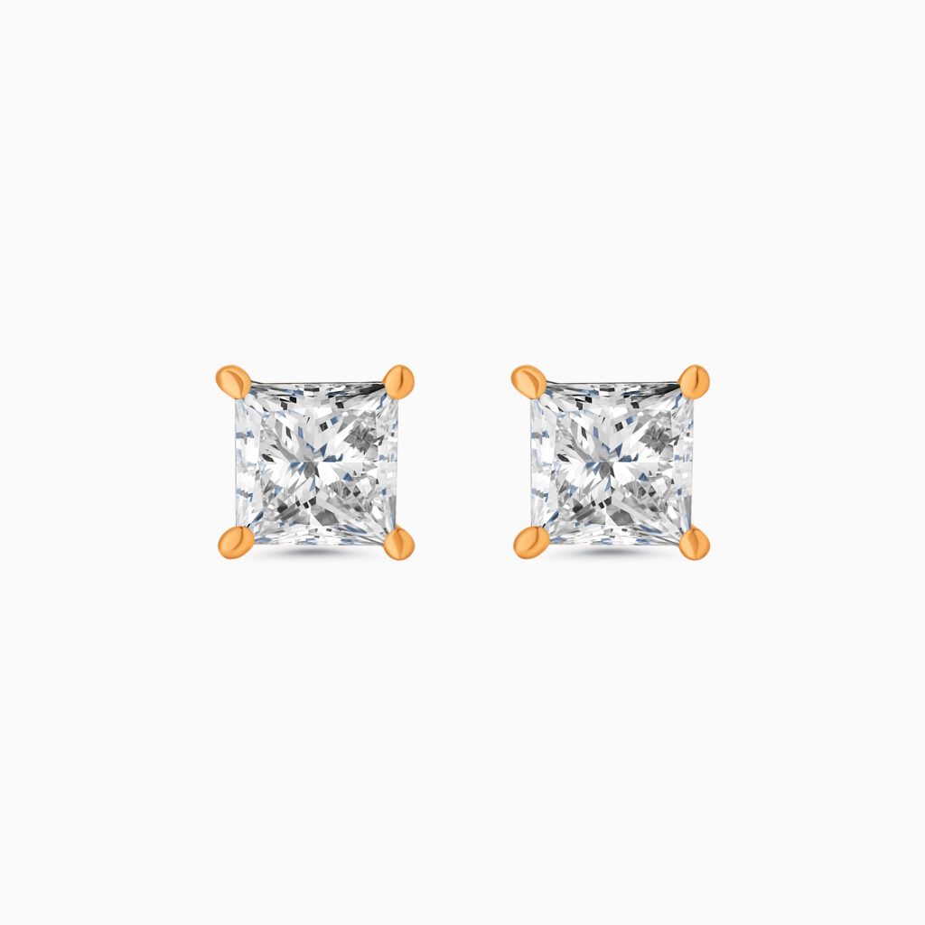 18K rose gold lab diamond stud earrings