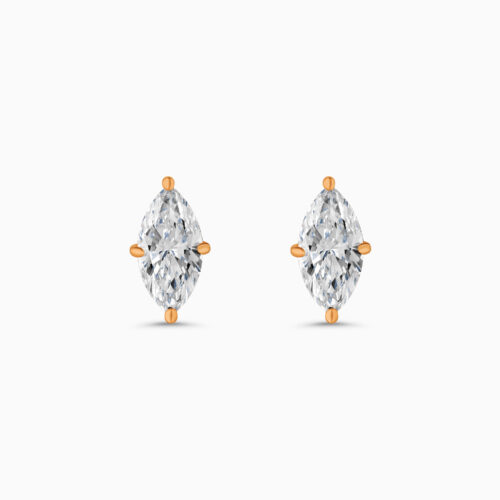 Rose gold marquise diamond stud earrings, 1.01 carat lab-grown diamonds