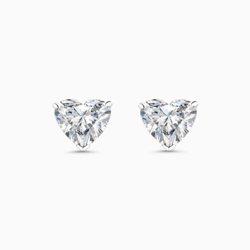 Heart-shaped diamond stud earrings in white gold