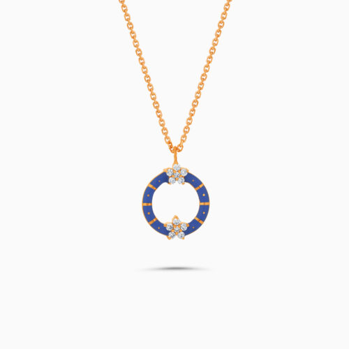 Yellow gold enamel pendant with diamonds