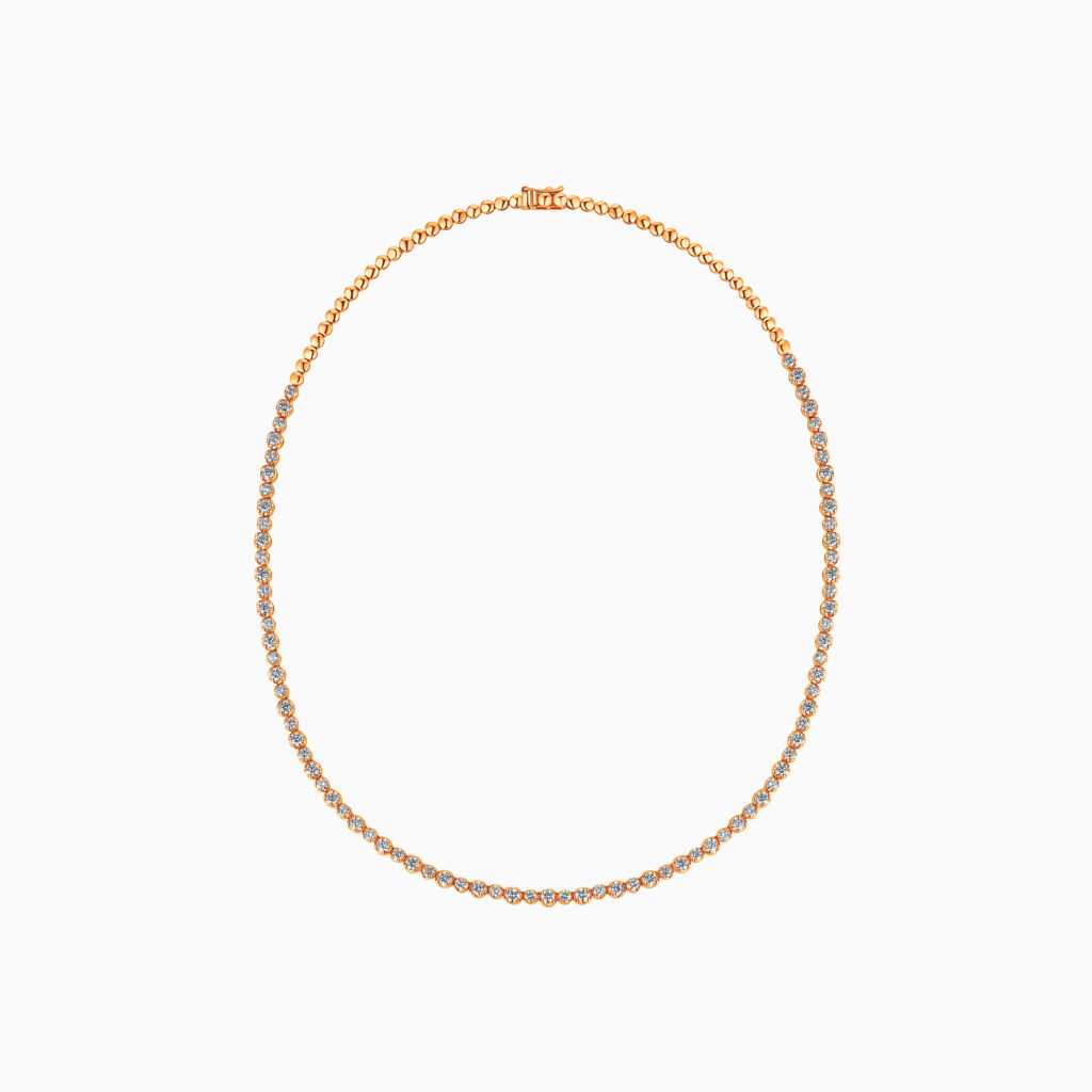 Rose gold tennis necklace, 6.53 carat diamonds