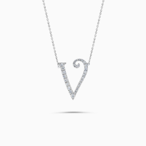 18K white gold diamond initial necklace