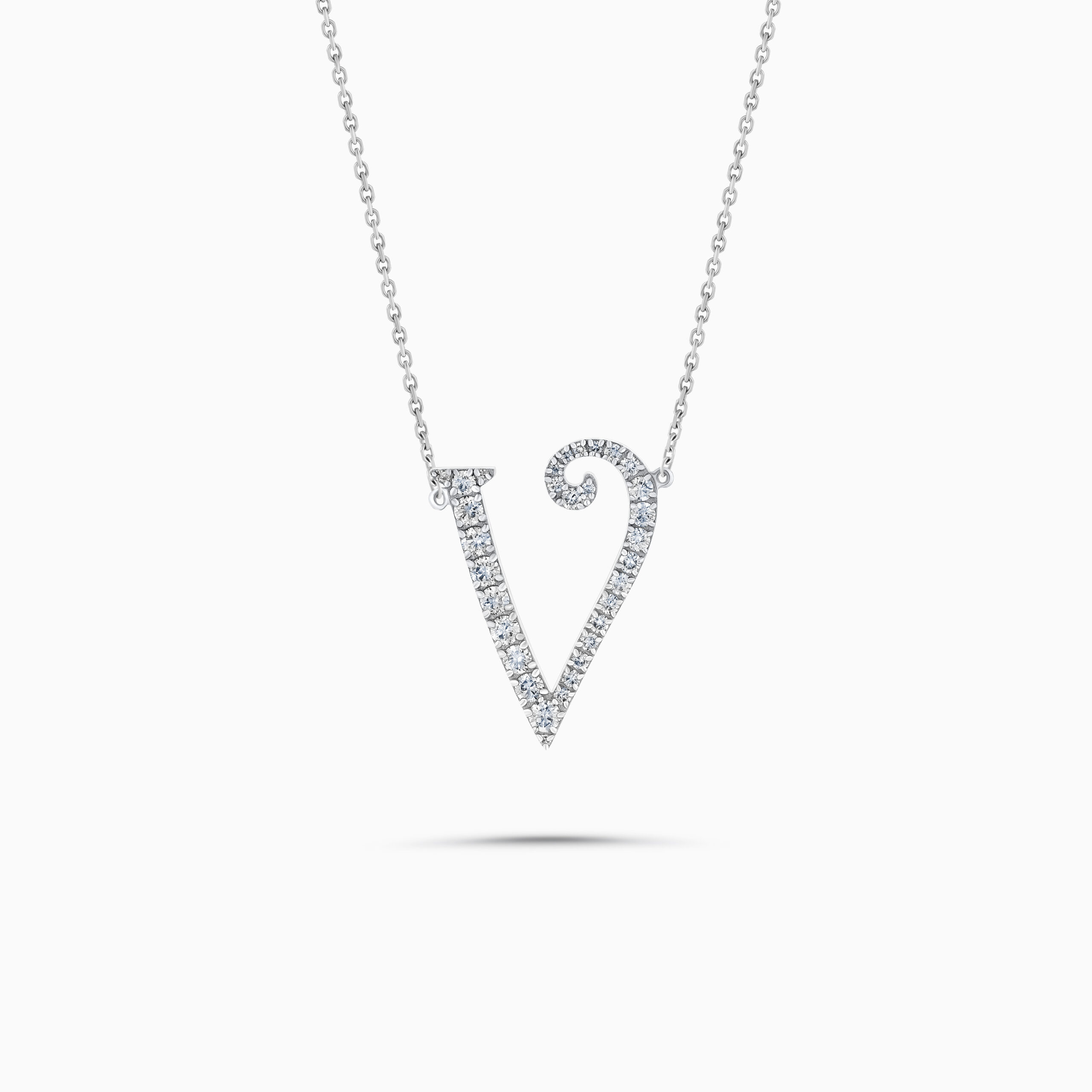 EHNK014747WG1 18K white gold diamond initial necklace