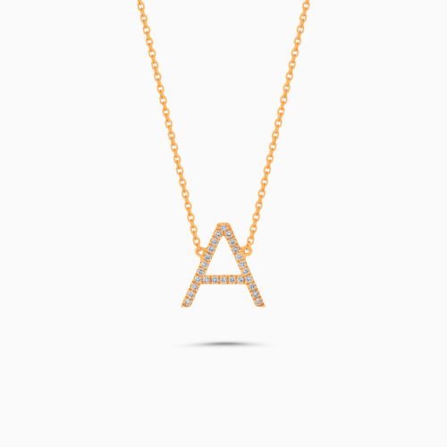 18k rose gold personalized A initial pendant