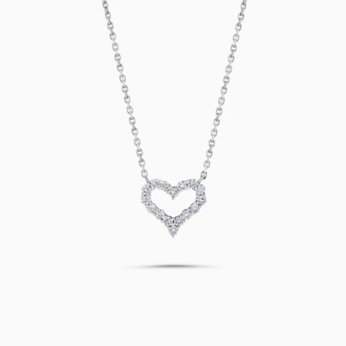 18K white gold heart pendant with diamonds