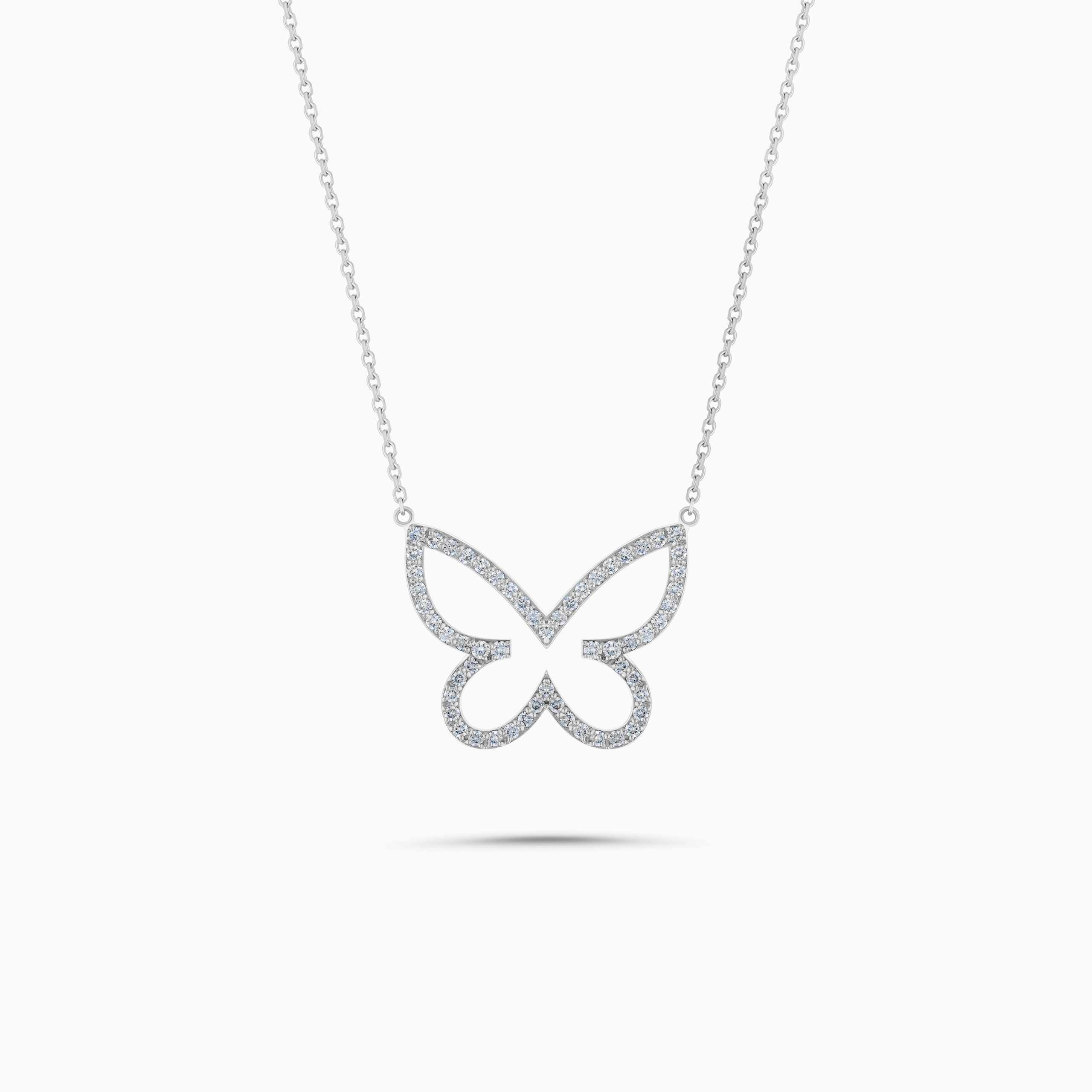EHNK020447WG1 18K white gold butterfly diamond pendant necklace