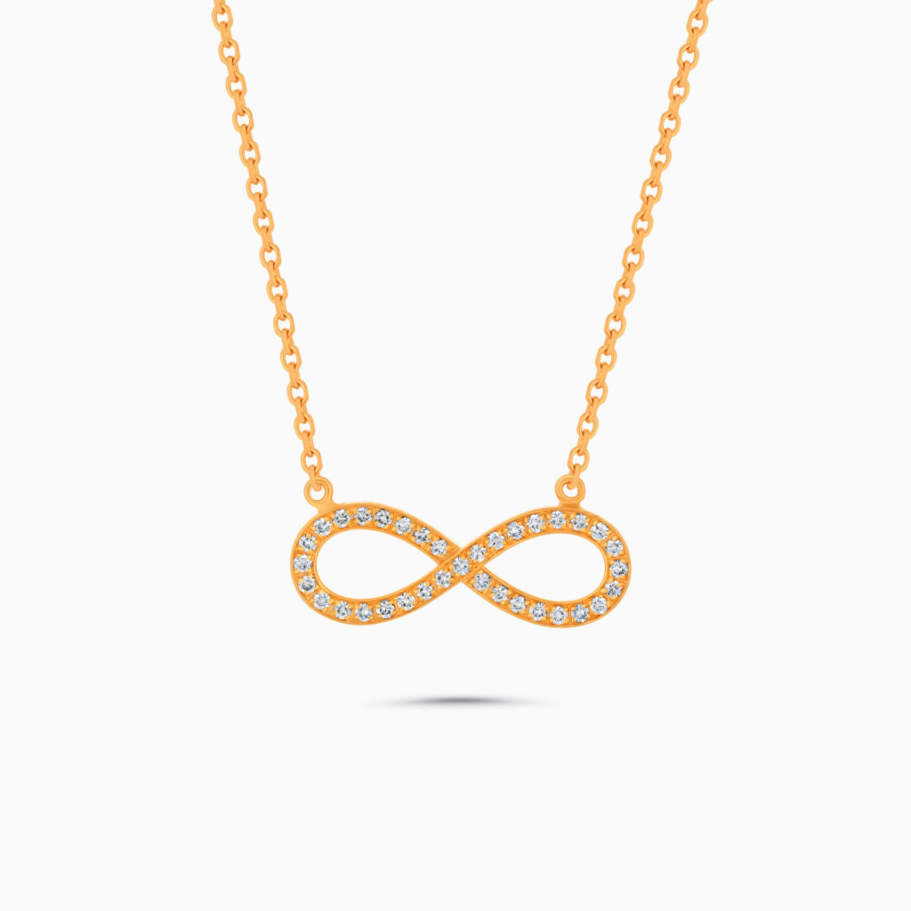 Infinity diamond pendant in 18k rose gold