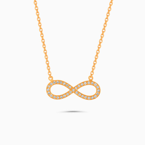 Rose gold infinity pendant with diamonds