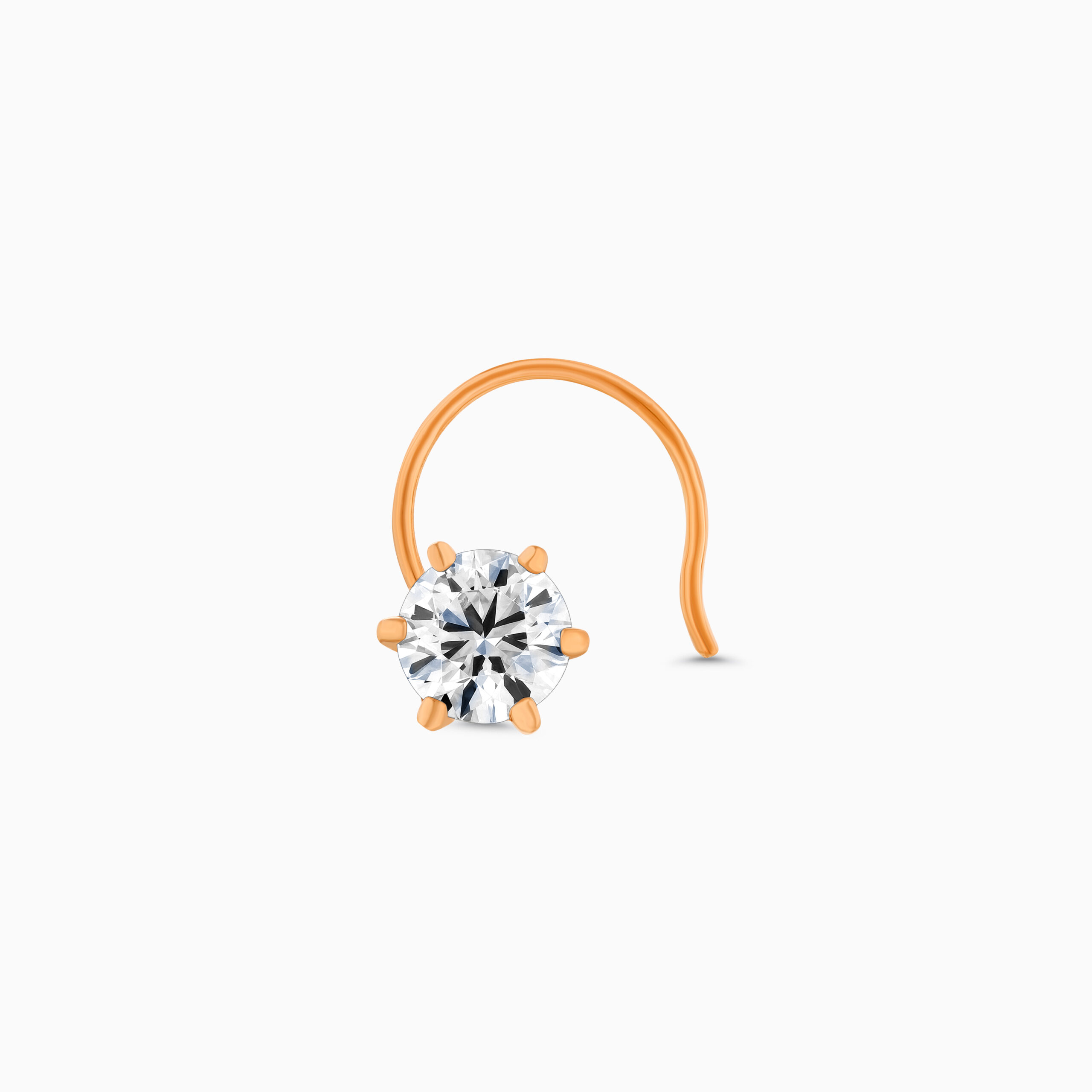EHNP000185RG1 Rose gold solitaire diamond nose pin, 0.47 carat lab-grown diamond
