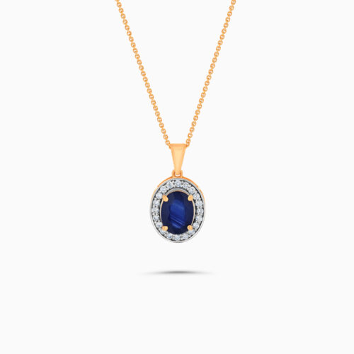 Rose gold blue sapphire pendant, 1.54 carat oval sapphire