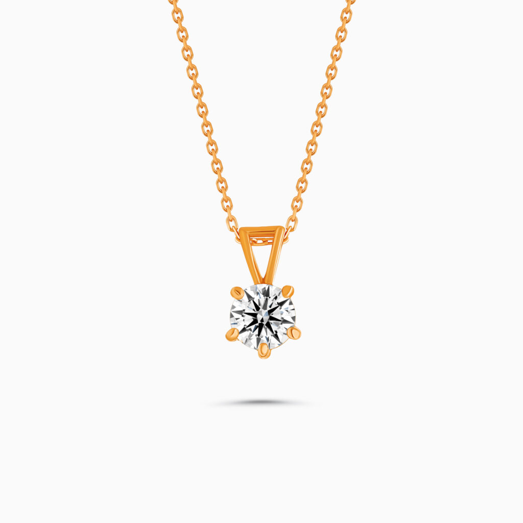 18K rose gold solitaire pendant with pear diamond