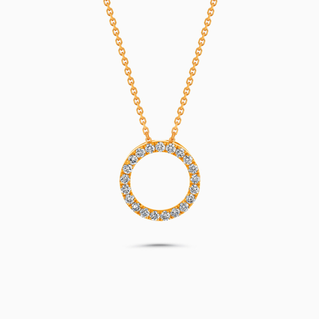Rose gold round diamond pendant, 0.44 carat natural diamonds
