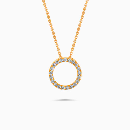 Rose gold round diamond pendant, 0.44 carat natural diamonds