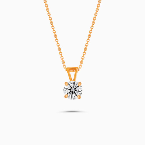 18K rose gold solitaire diamond pendant