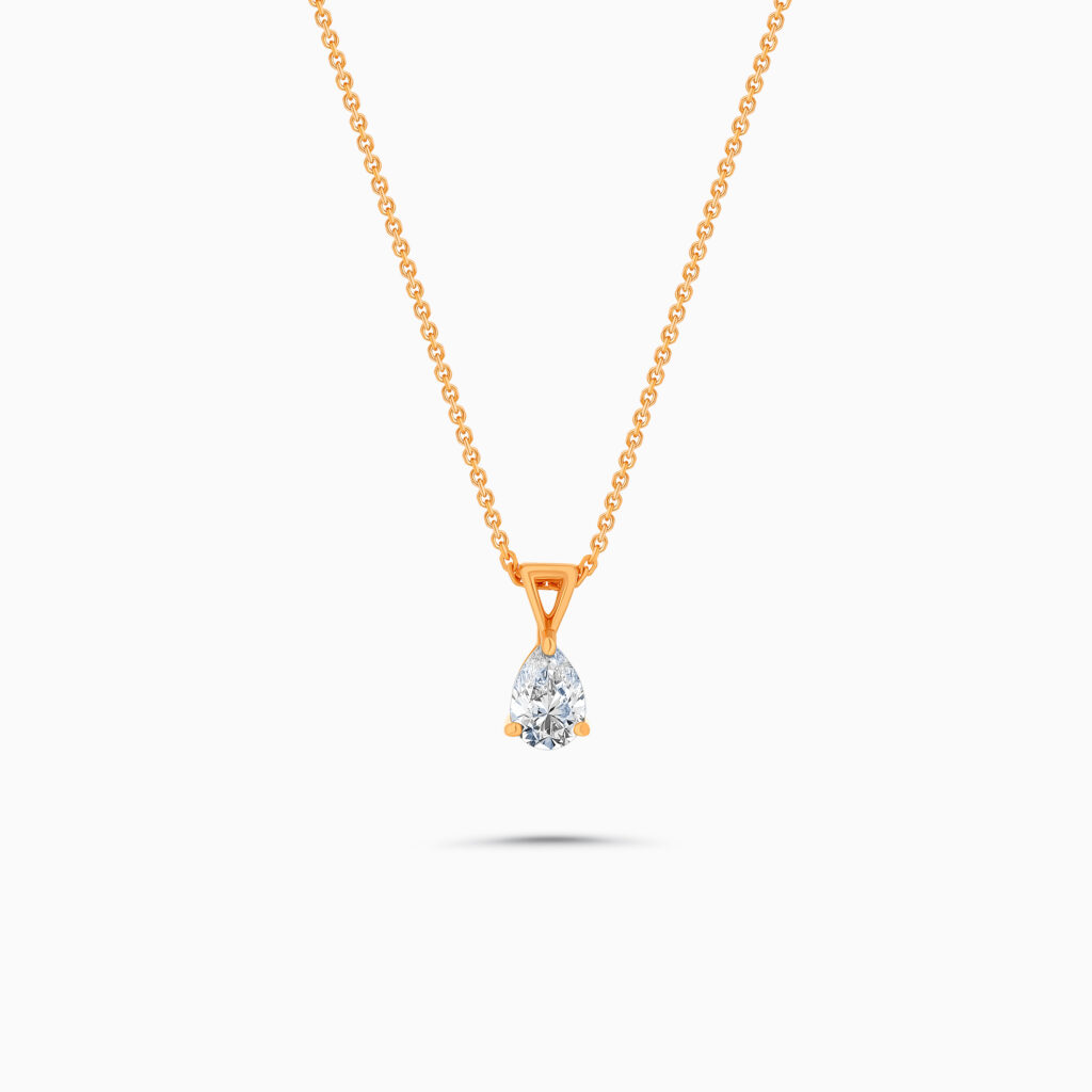 18K Rose Gold Solitaire Pendant with Round Diamond