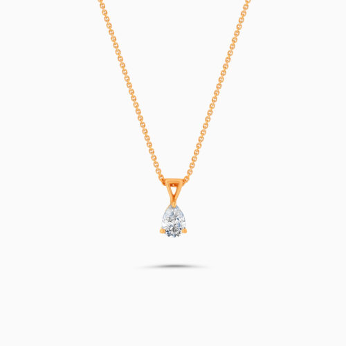 18K Rose Gold Solitaire Pendant with Round Diamond
