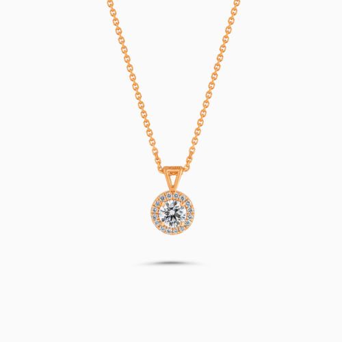 18k rose gold cluster diamond pendant