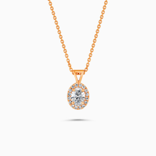 18k rose gold oval diamond pendant