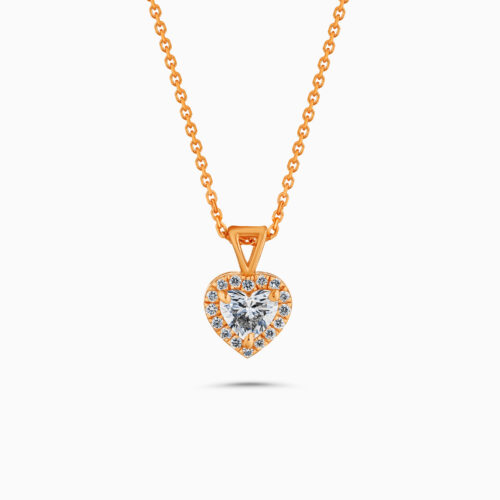 18k rose gold heart-shaped diamond pendant
