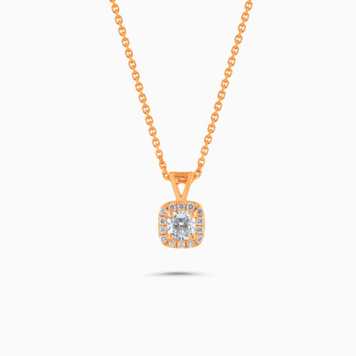 18K rose gold cluster diamond pendant