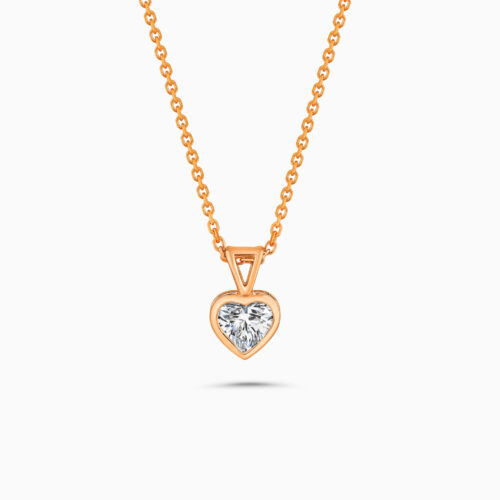 Oval diamond solitaire rose gold pendant