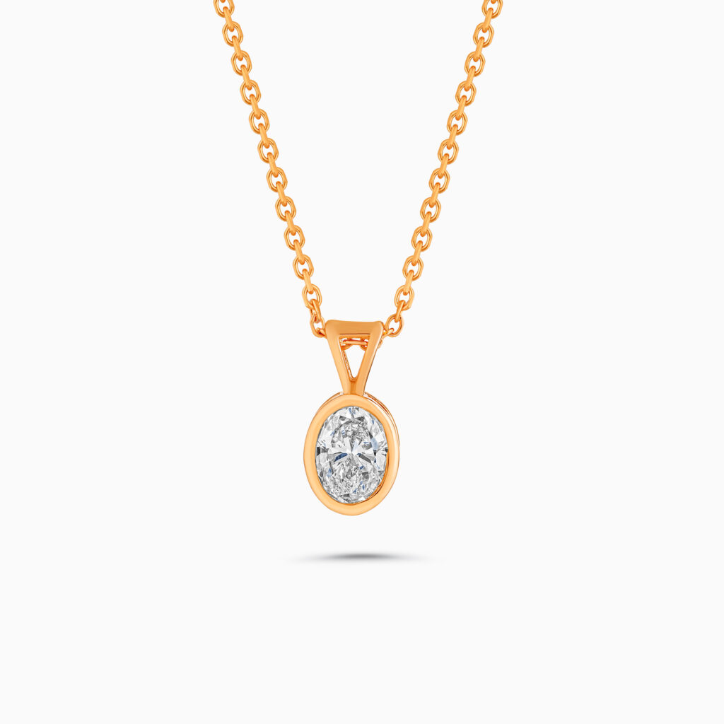 Rose Gold Heart Diamond Pendant with Bezel Setting