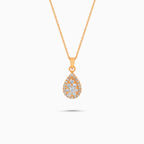 18K rose gold cluster pendant with diamonds