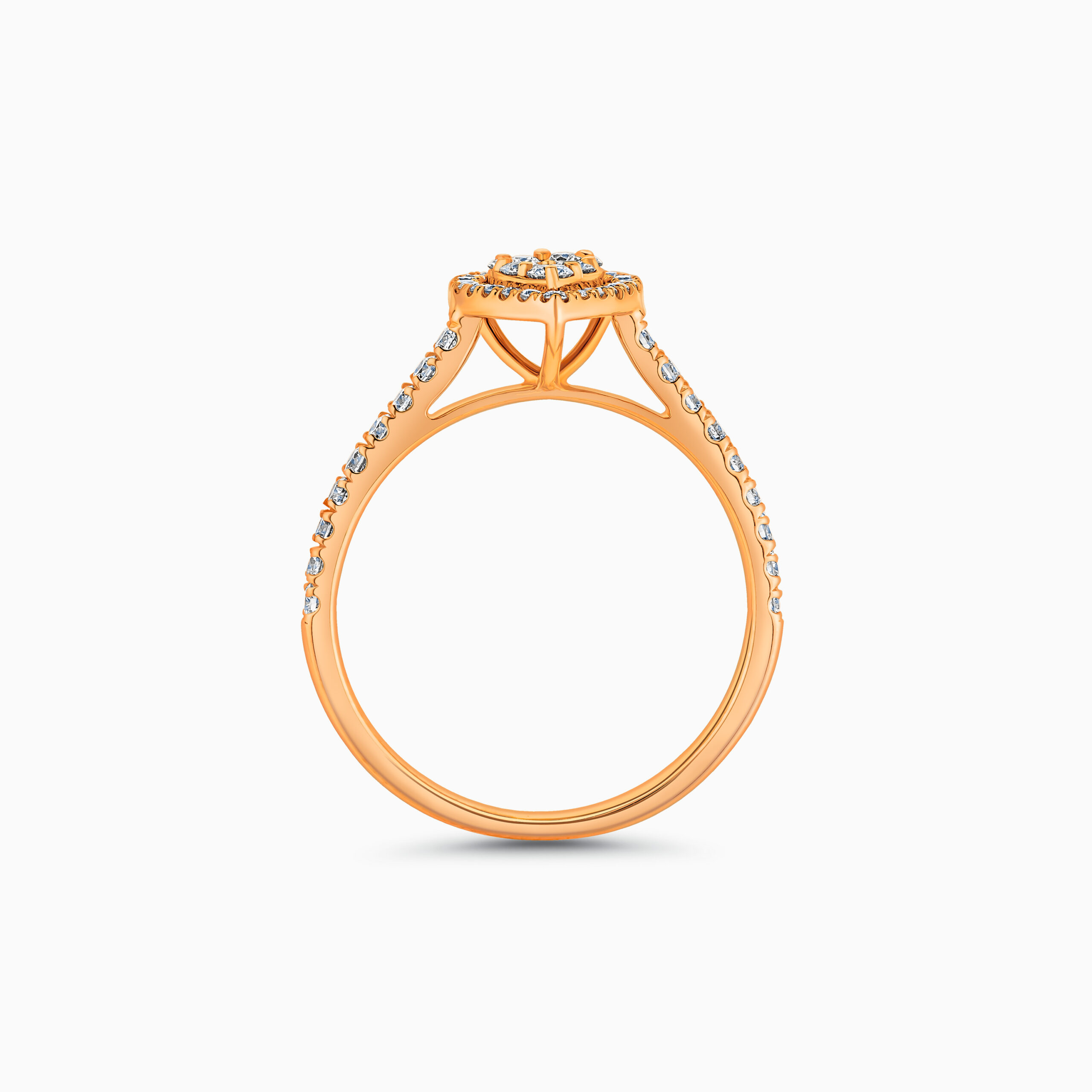 EHRN005316RG3 18K rose gold halo cluster diamond ring