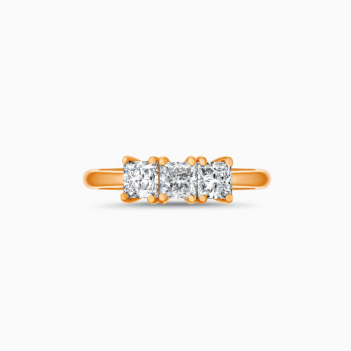 18K Princess Cut Three-Stone Diamond Ring