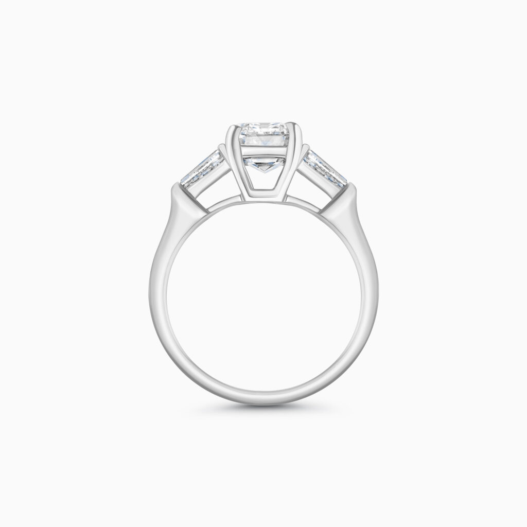 Emerald-cut diamond ring in white gold