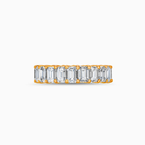 18K Full Eternity Diamond Ring With Emerald-Cut Lab Grown Diamonds