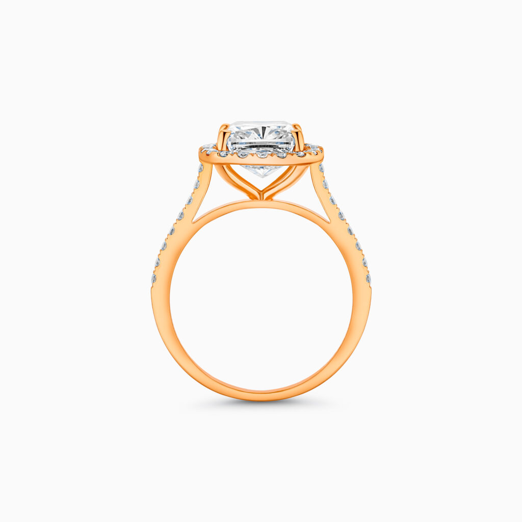 Rose gold zircon halo diamond ring, 1.32 carat diamonds