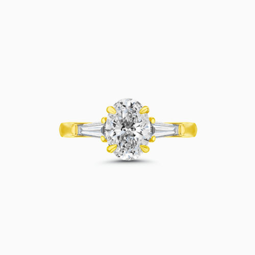 18K Oval Cut Diamond Trilogy Ring
