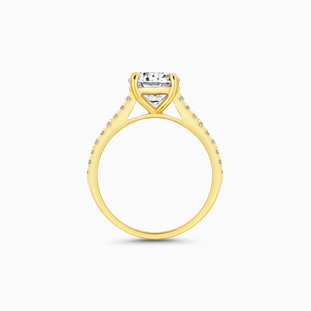 18K yellow gold round diamond engagement ring