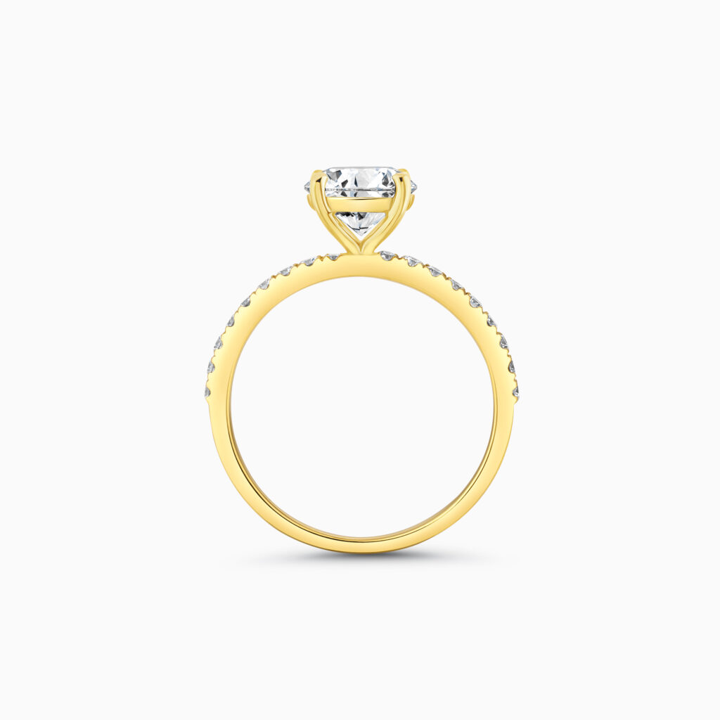 Yellow gold round brilliant diamond ring, 1.76 carat lab-grown diamond