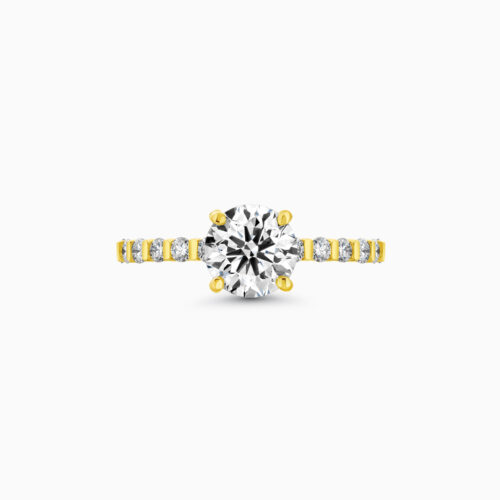 18K Round Diamond V-Set Ring