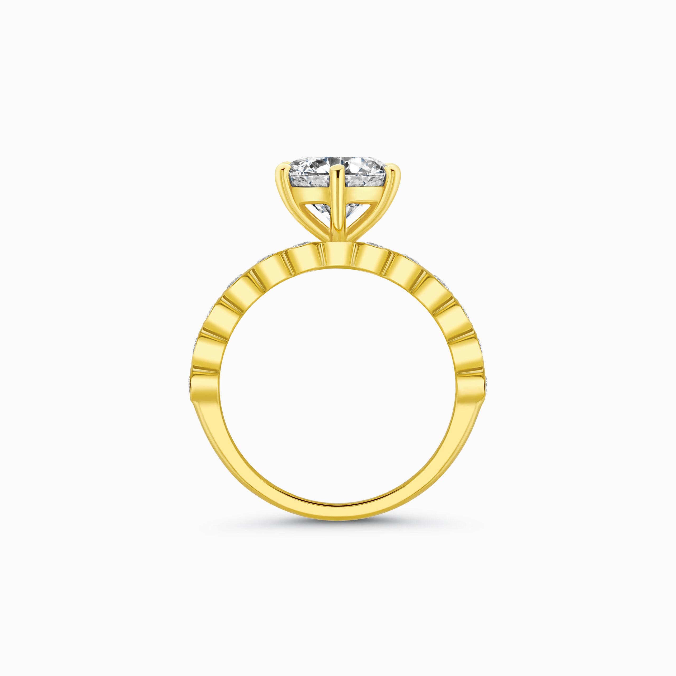 EHRN031366YG3 Yellow gold round brilliant diamond ring, 1.72 carat lab-grown diamond