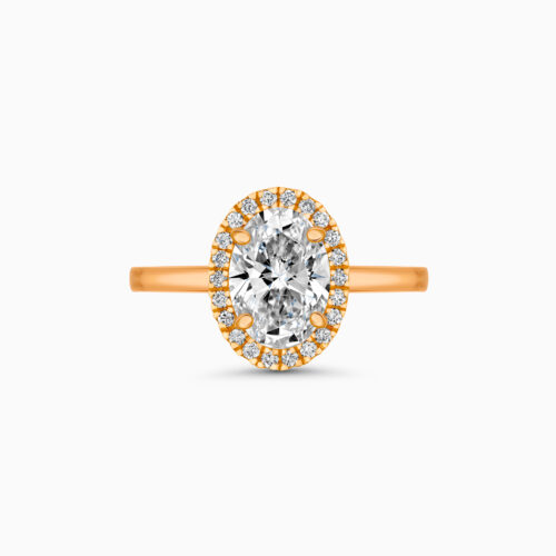 18K Oval Halo Diamond Ring