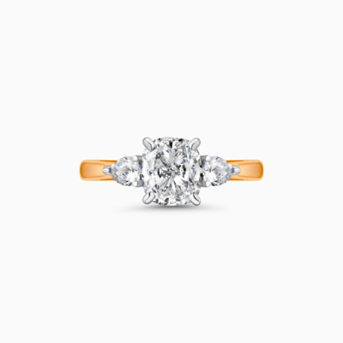 18K Cushion Trilogy Ring