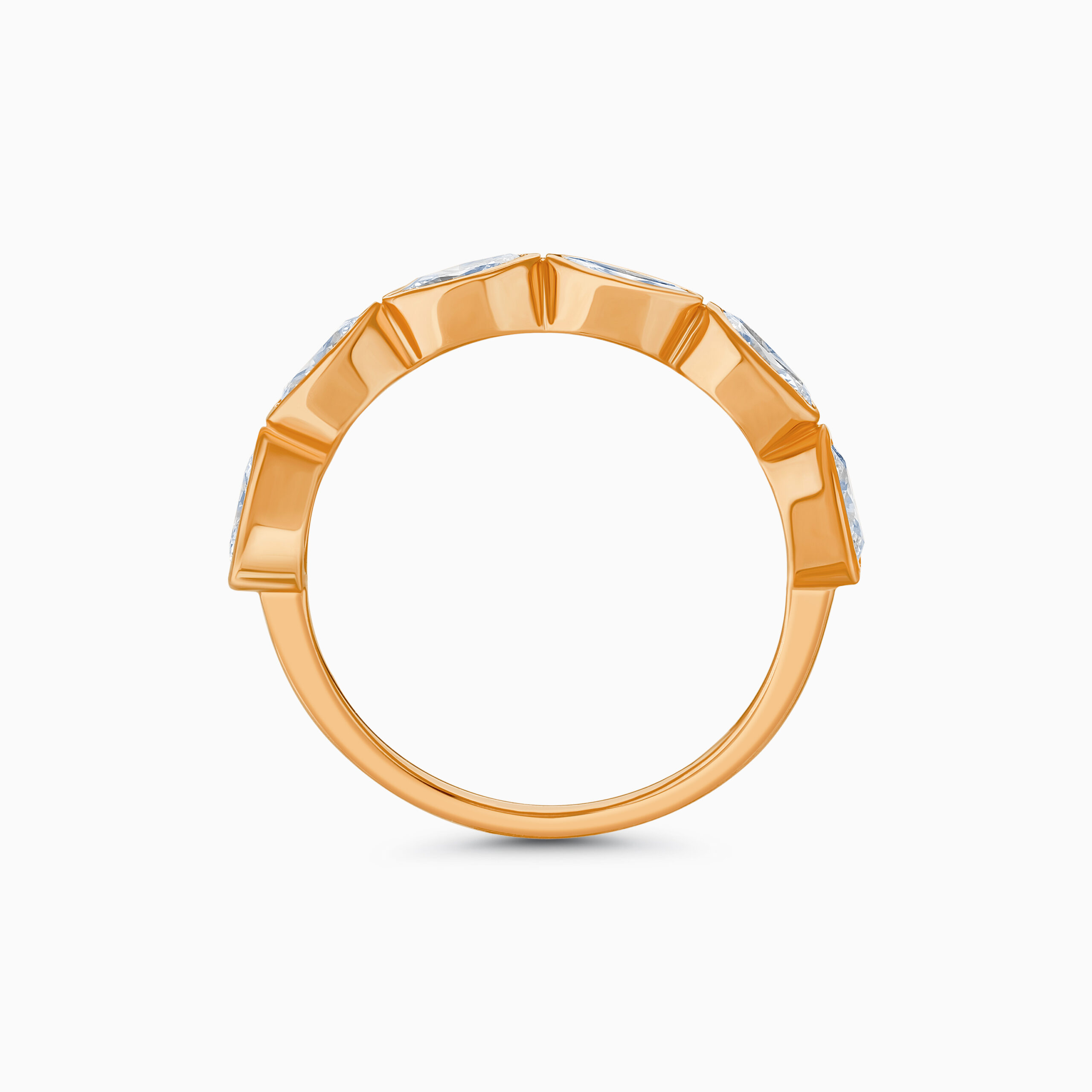 EHRN051390RG3 Rose gold oval diamond ring, bezel-set bridal ring