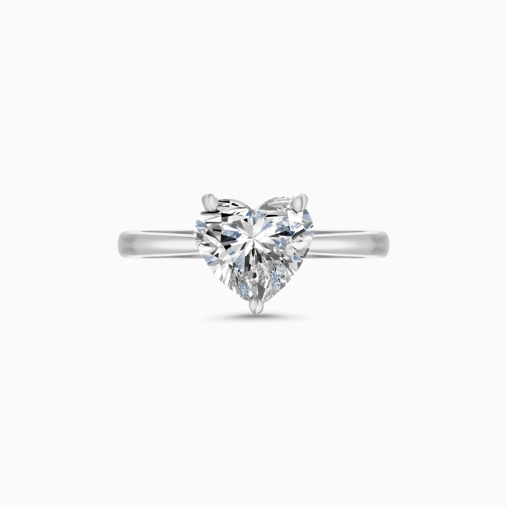 18K white gold heart-cut solitaire diamond ring