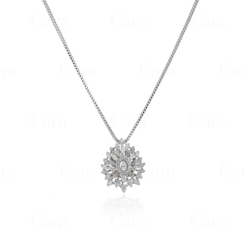 18K white gold diamond pendant with prong setting