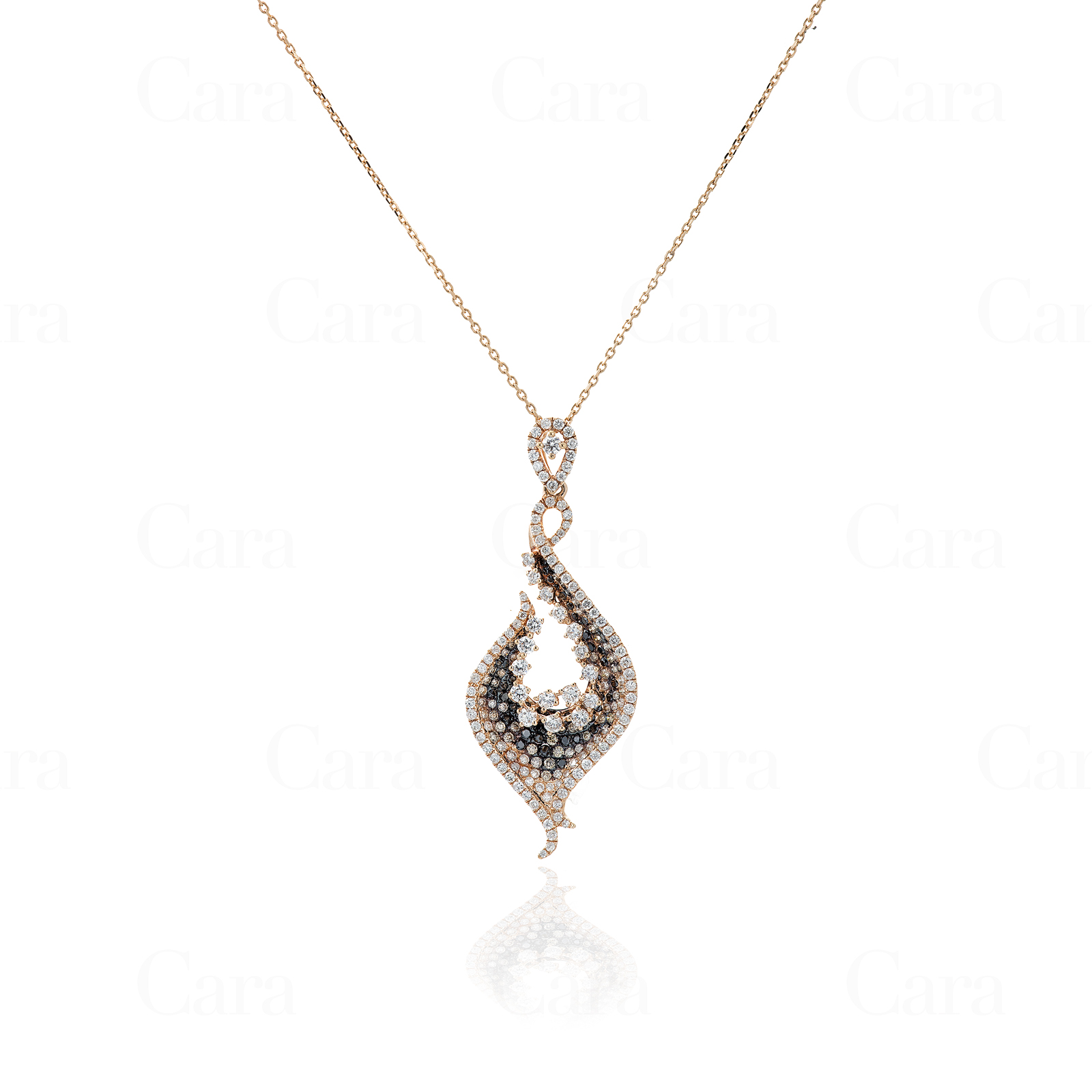 GCHN016035-CHPN028150 A 18k rose gold diamond pendant