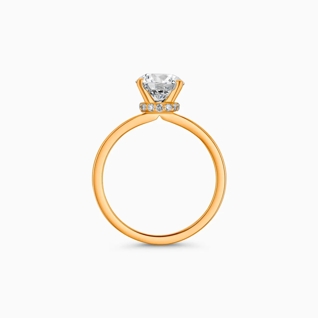 Rose gold round halo diamond ring, 1.51 carat lab-grown diamond