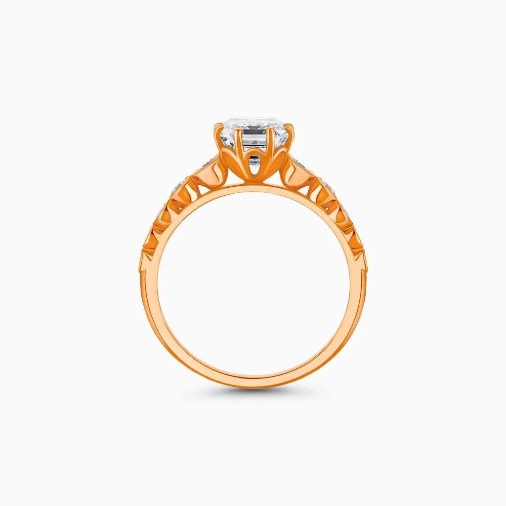 Emerald cut lab-grown diamond ring in rose gold