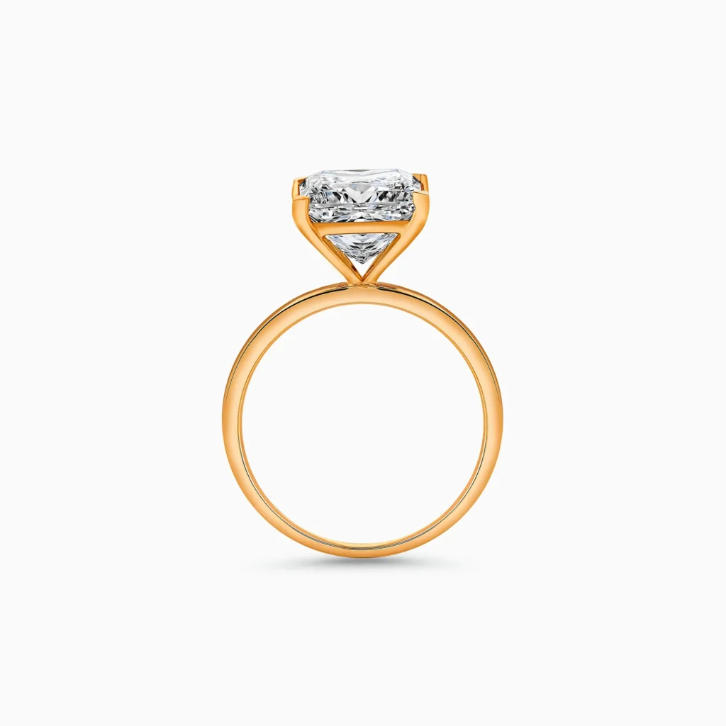 Rose gold princess cut diamond ring, 4.06 carat lab-grown diamond